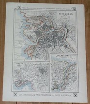 1921 Map Of St. Petersburg Petrograd Russia / Athens Istanbul Vienna Rome Italy - $25.74