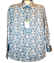 Robert Graham White Blue Floral Cotton Men&#39;s Shirt Size L - £53.48 GBP