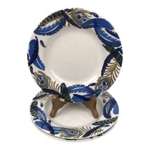 3 Emma Bridgewater England Pottery Feather Wreath Salad Plates 8-1/2&quot; - £70.91 GBP