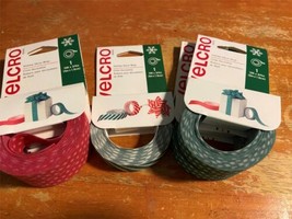 Lot Of (5) 10 &#39; x 3/4&quot; Velcro Holiday Décor Wrap Green/Red Stripe Dots Christmas - £25.31 GBP