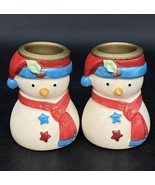 Frosty the Snowman Ceramic Candle Holder Pair 2.5” Tall - €11,52 EUR