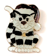Vintage Centennia 1980 Christmas Cat Pin Tabby Black White Striped Santa... - $242.83 MXN