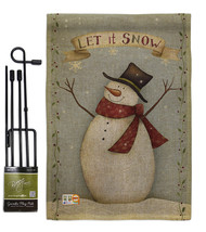 Let it Snow Happy Snowman Burlap - Impressions Decorative Metal Garden Pole Flag - £27.23 GBP