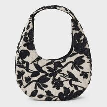 A New Day Mini Beaded Crescent Handbag Off-White Black Floral Pattern - $314.54 MXN A New Day Mini Beaded Crescent Handbag Off-White Black Floral Pattern - $314.54 MXN
