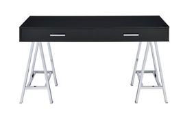 54" Black and Silver Writing Desk With Two Drawers - $11,829.74 MXN