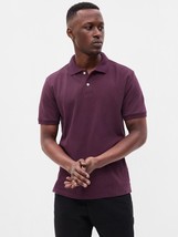 New Gap Deep Rich Purple Sz L Short Sleeve Pique Cotton Side Slit Men Polo Shirt - £19.51 GBP