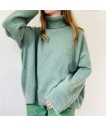 H&amp;M Oversized Mock turtleneck Sweater Size XS extra small Sage Green Woo... - $463.24 MXN