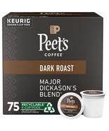 Peet&#39;s Coffee Major Dickason&#39;s Blend Dark Roast 75 Keurig K-Cup Pods 11/... - $56.42