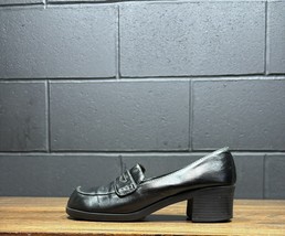 Vintage Lower East Side Chunky Black Y2K 90’s Block Heel Loafers Women’s... - £39.15 GBP