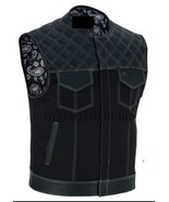 Men’s Biker  Vest Or Hunt Club Leather Diamond Quilted Motorcycle Denim ... - $106.40