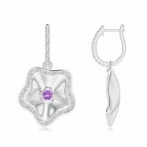 Natural Amethyst Round Drop Earrings for Women in 14K Gold (Grade-AAA , 2.5MM) - £1,806.99 GBP