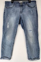 Jessica Simpson Jeans 18W Blue Denim Distressed Ripped Forever Rolled Skinny - £19.04 GBP