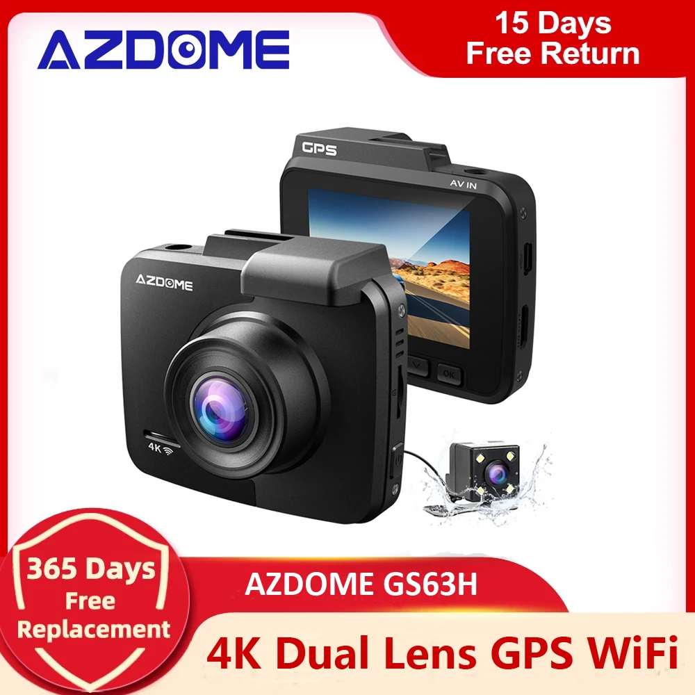 Updated AZDOME GS63H Dash Cam 4K Built in WiFi GPS Car Dashboard Camera ... - £77.87 GBP