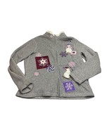 Croft &amp; Barrow Cardigan Sweater Women&#39;s Medium Gray Fleece Snowman Full Zip - $24.18