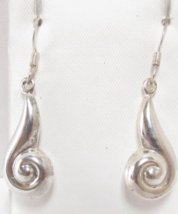 Native American Sterling Silver Snail Conch Shell Swirl Dangle Earrings Hook - £11.60 GBP