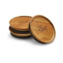 Ball Mason Jar Wood Lids 3-piece Wide Mouth Dry Food Storage Airtight Embossed - £22.62 GBP