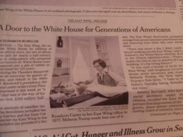 New York Times the White House East Wing Obituary 1902 - 2025 October 25... - $18.00