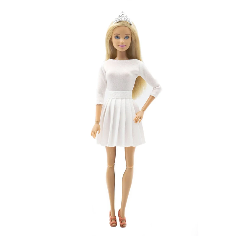 Play 1Pcs Summer Doll Clothes White T-shirt Pleated Skirt  Plaid Dress Suit and  - £22.91 GBP