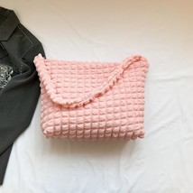 Fashion Women  Bag Autumn/Winter New Cloud Puff Plaid Crossbody Bag Simple Canva - £52.60 GBP