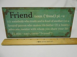 Wood Rustic FRIEND hanging plague stand alone sign Friend Great  10X4.5 inches - £7.74 GBP
