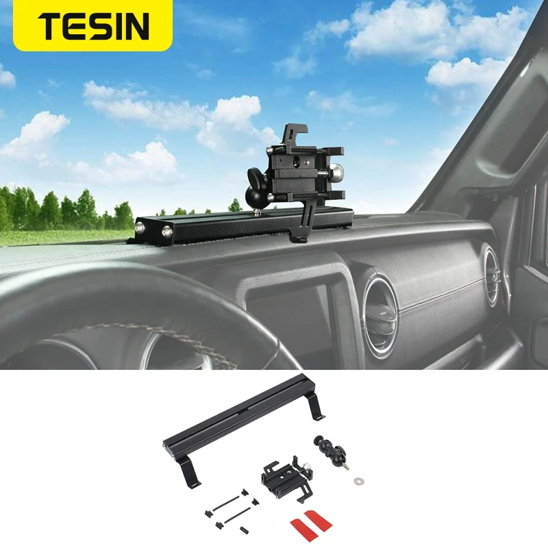 TESIN Center Console Phone Holder Stand GPS Mount Bracket for Jeep Wrangler JL - £57.68 GBP+