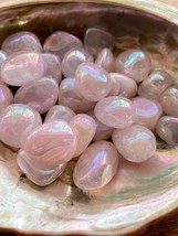 1X Rainbow Rose Quartz Tumbled Stone 20-25mm Healing Crystal Kundalini Love - $2.10