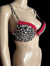 VTG 1990s Jezebel Women’s Black And Red Animal Print Underwire Lace Bra 36C - $220.56 MXN