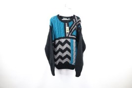 NOS Vintage 90s Streetwear Mens Size Medium Chunky Hand Knit Crewneck Sweater - £79.09 GBP