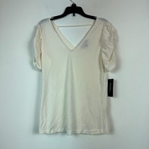 JPR Studio Womens L Whisper White Ruched Sleeve Top NWT BM75 - £15.65 GBP