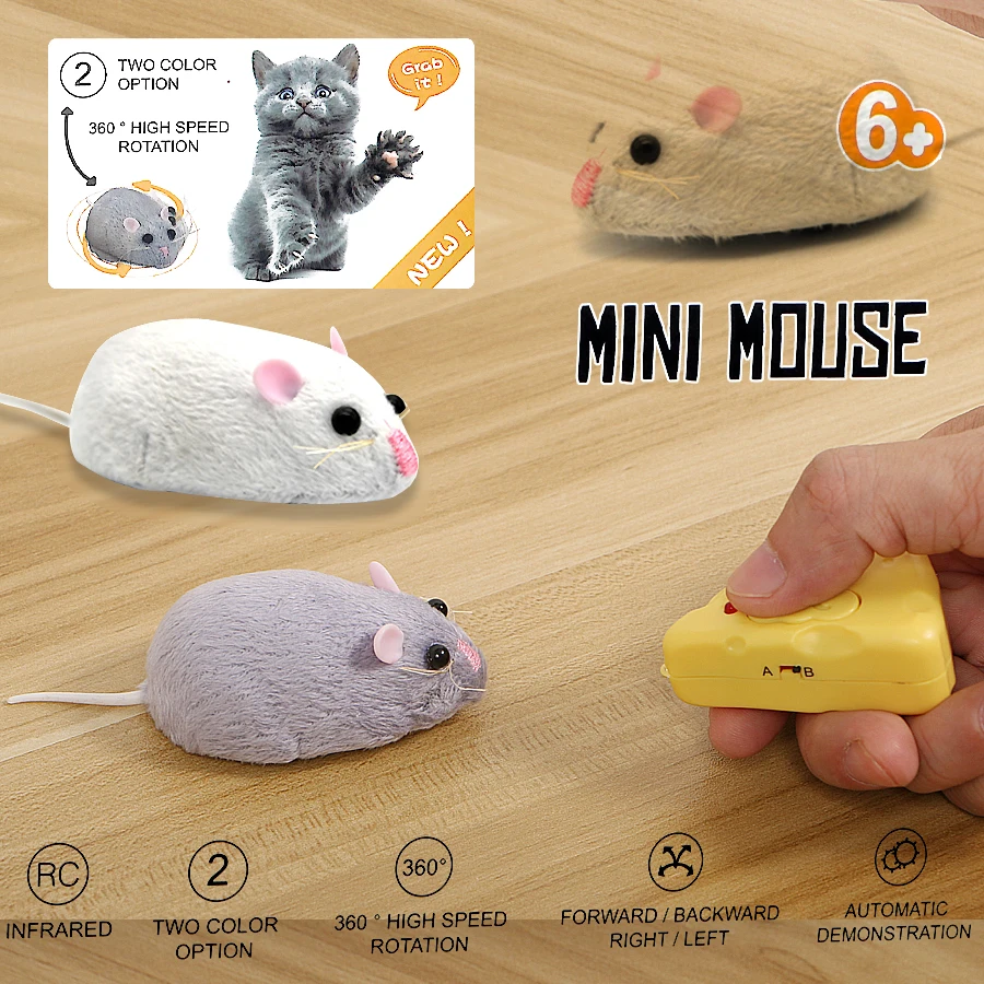 Wireless Remote Control Mouse Fluffy Electronic Mouse Toys , Emulation Toys Rat - £17.21 GBP