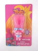 Poppy Pink Troll 3&quot; Eraser W/Pink Real Troll Hair By Dreamworks Packaged New! - £3.15 GBP