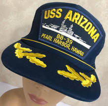 USS Arizona Pearl Harbor Hawaii BB-39 Rope Front Vintage Snap Baseball Cap Hat - £25.01 GBP