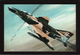 4&quot; X 6&quot; Wooden Plaque with a Painting of a McDonnell Douglas F-4 (Phantom) - £6.15 GBP