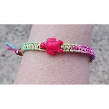 SALE Handmade Red Turtle   Adjustable Rainbow Hemp Bracelet   Stackable Jewelry - £4.78 GBP
