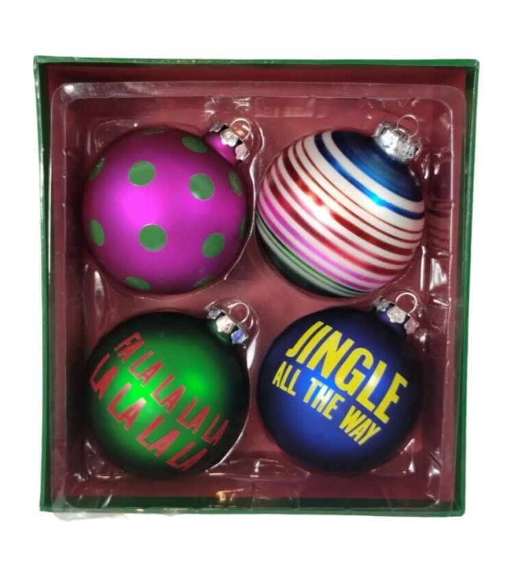 Primary image for Tommy Hillfiger Fa La La Christmas Ornaments 4 Piece Set 3 in Ball Exclusive