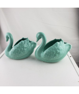 Vintage Fitz and Floyd Set of Two Aqua Swan Candleholders 1985 - £26.02 GBP