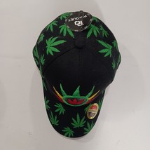 Parquet Marijuana Leaf Men's Back Strap Black Cotton Blend Baseball Cap Hat image 8