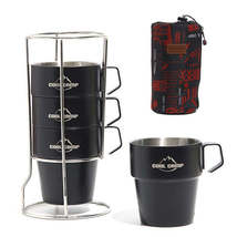 4 In 1 Set COOL CAMP CF-519 Outdoor Camping 304 Stainless Steel Coffee Cup Therm - £25.42 GBP