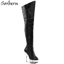 Gbing glitter over the knee thigh high boots pvc platform high heels buty damskie shoes thumb200