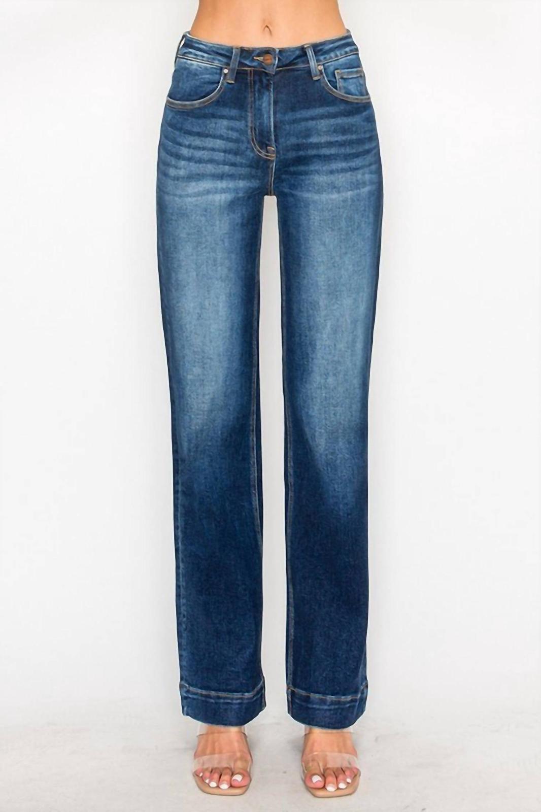 Risen high rise straight jeans dark Blue - $52.00