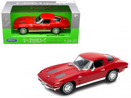1963 Chevrolet Corvette Red 1/24-1/27 Diecast Model Car by Welly - £30.31 GBP