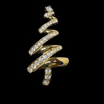 Monet Gold Tone And Clear Rhinestone Christmas Tree Brooch (5184) - $14.85