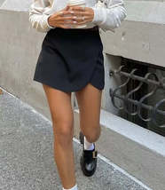 Women Fashion Casual Mini Asymmetrical Skirts Shorts High Waist Back Pockets Wid - £11.72 GBP