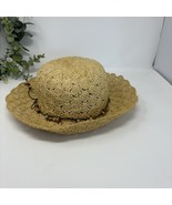Womens Straw Sun Hat Beach Natural Fibers One Size Tie Accent - $16.67 CAD