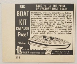 1957 Print Ad Luger Industries Big Boat Kits Minneapolis,Minnesota - $7.19