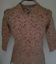 BK France Brand ~ Womens Lace Top ~  Beige Color ~ Size 1/Medium ~ 3/4 S... - $14.96