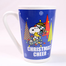 Charlie Brown Christmas Mug Peanuts Snoopy &amp; Woodstock  Coffee Mug Blue Tea Cup - £8.53 GBP