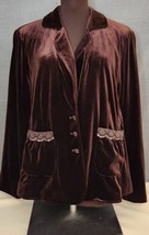 Cj Banks Chocolate Brown Dressy Velveteen Jacket Shoulder Pads &amp; Pockets Size X - £14.92 GBP