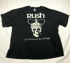 Vintage Rush A Farewell to Kings Shirt Size 2XL Black Skull Crown Logo C... - £62.06 GBP