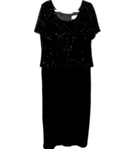 Vintage Karen Miller NY Size 18 Black Beaded Long Velvet Formal Dress, B... - £59.01 GBP